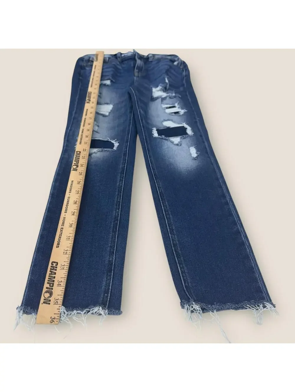 KanCan Women's 7 27 Distressed Skinny Jeans Dark Wash - Picture 3 of 15